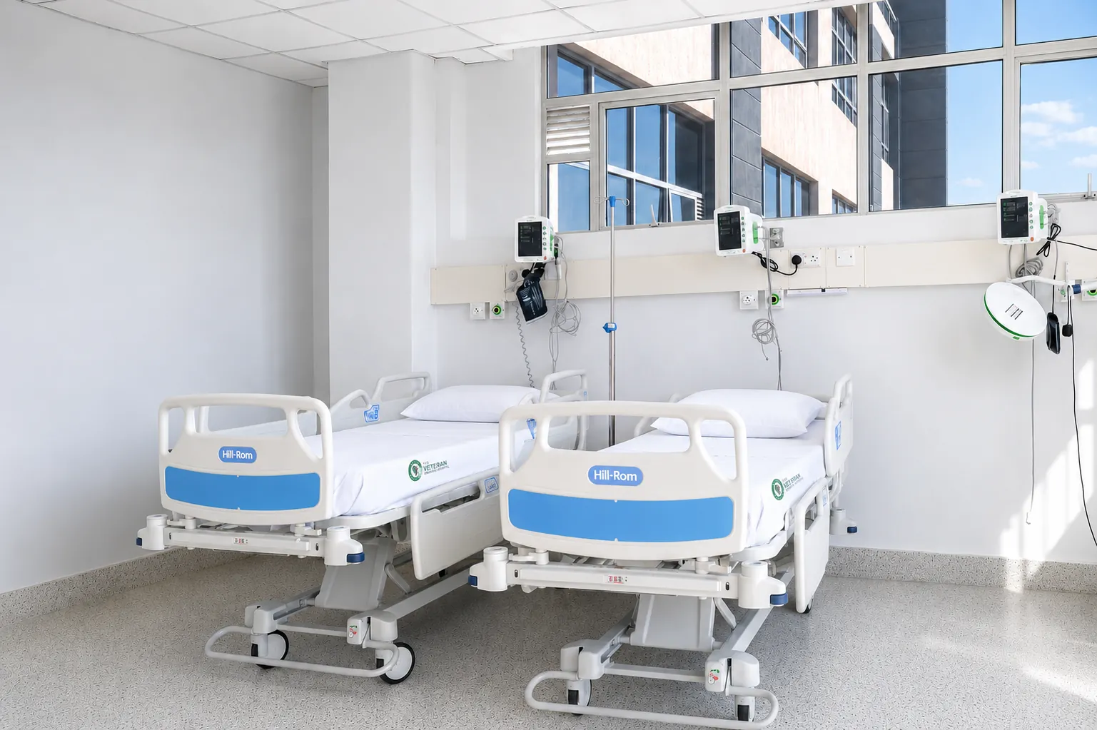 Bright modern inpatient room at The Veteran Mission Hospital
